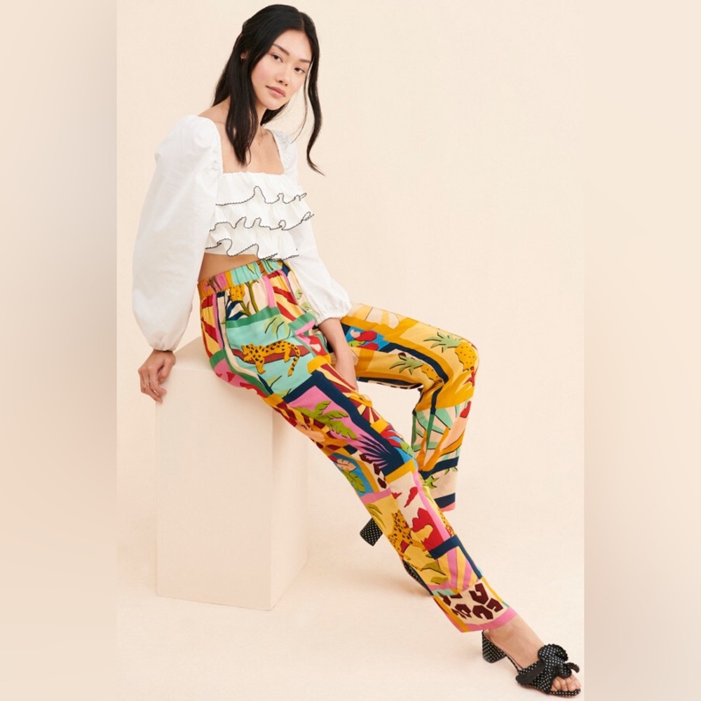 FARM Rio Tropical Collage Colorful Pants with Pockets